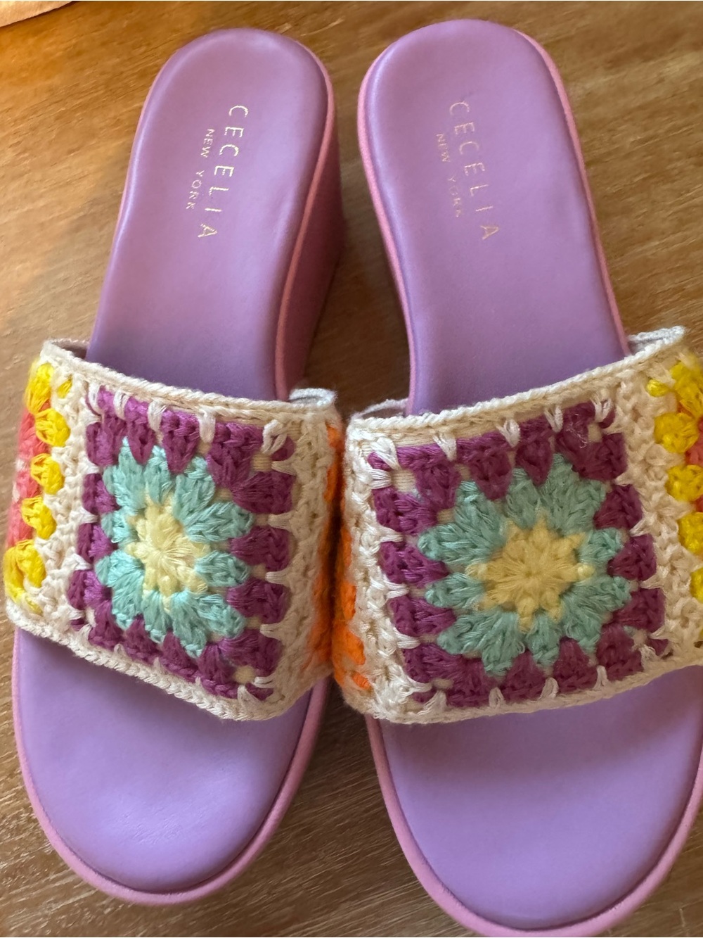 Cecelia New York Nickle  Crochet Slide Sandals